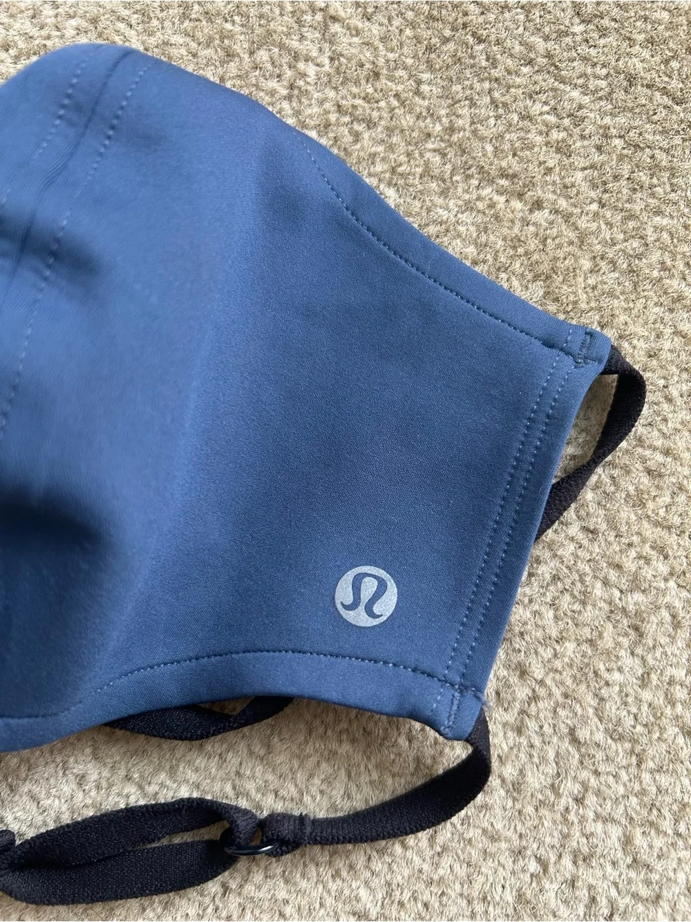 Lululemon Dusty Blue Grey Double Strap Face Mask with Adjustable Head Straps